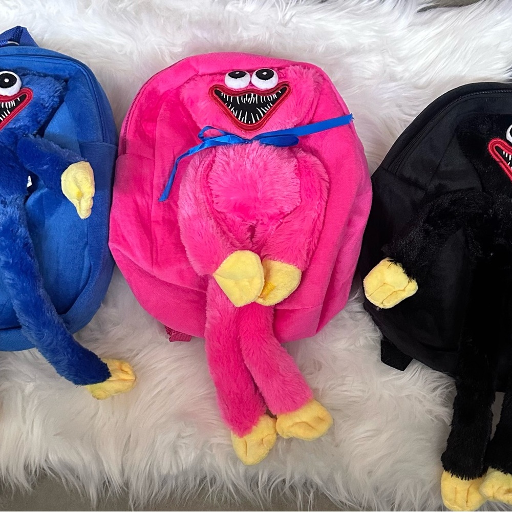 Huggy Wiggy Bundle Pink, blue  and Black Plush Monster Backpack
